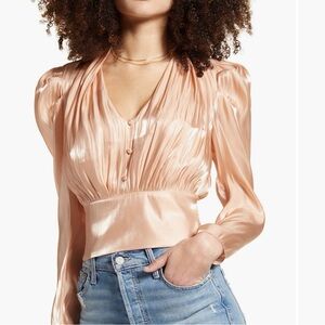 Elegant Peach Satin Blouse